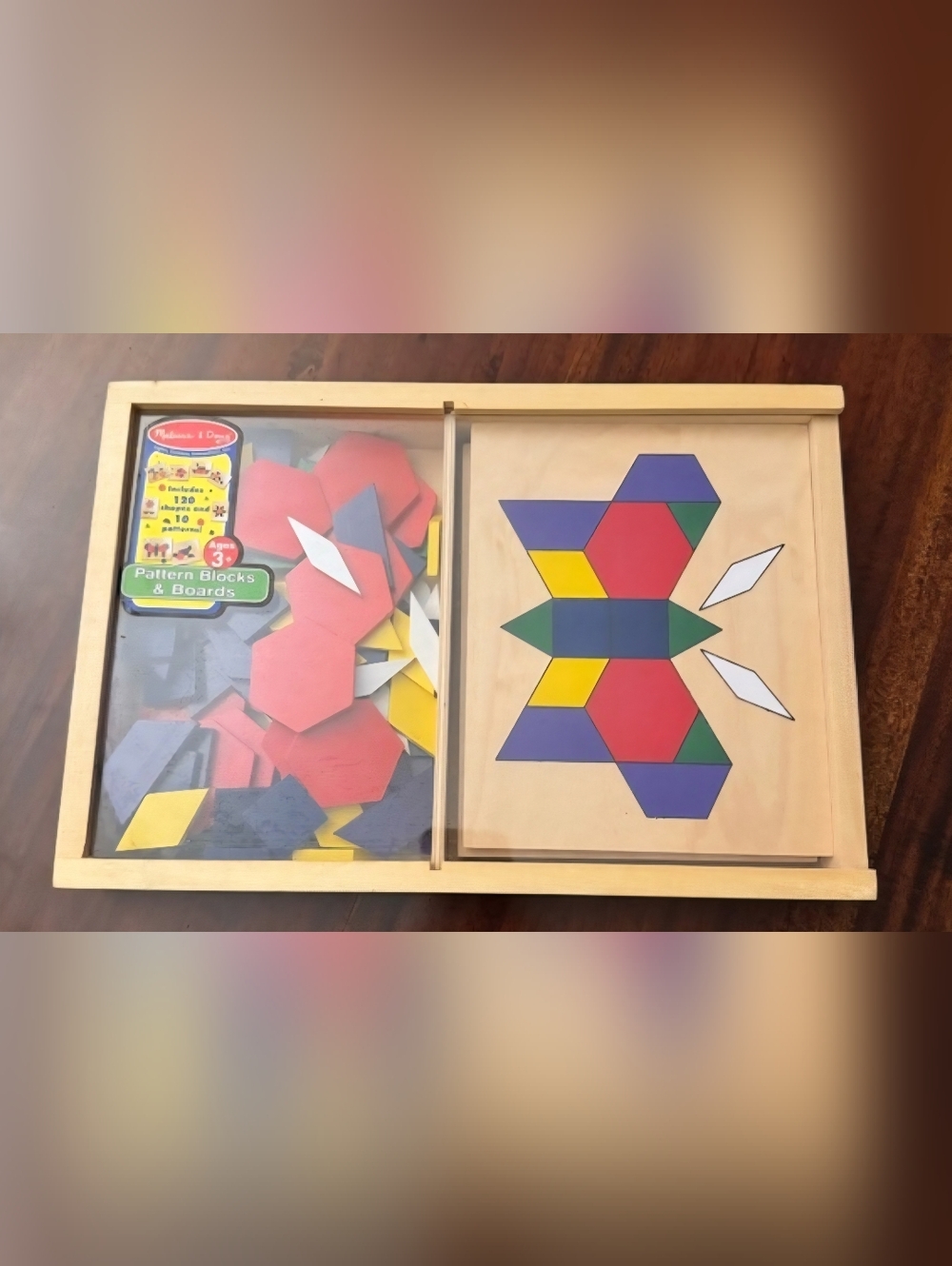 Melissa & Doug Red, Blue, Yellow & Green Pattern Blocks and Boards